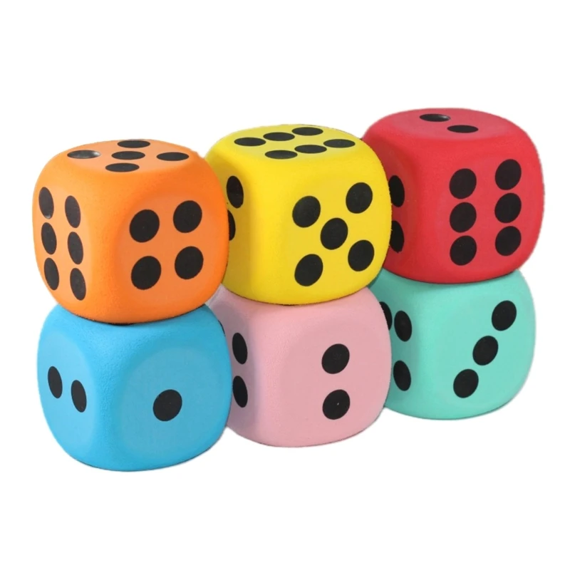 80mm Big Foam Dices with Black Dots Six Side Dot Dices Colored Dices Learning Aids Game Dices for Counting Math Teaching