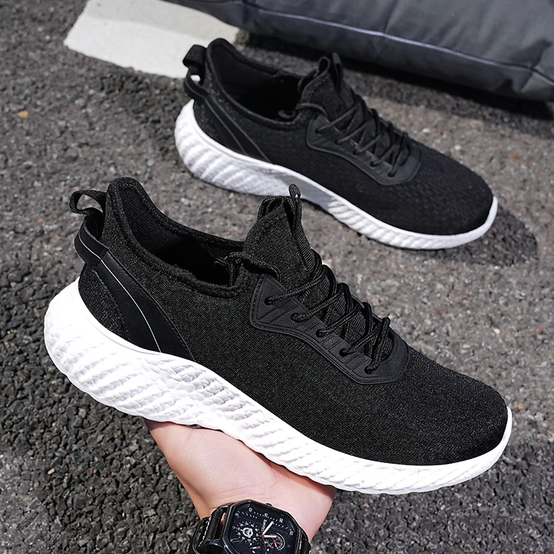 

Spring New Men's Sports Shoes High Quality Thick Sole Lightweight Outdoor Lace-up Running Walking Men's Shoes Large 39-48