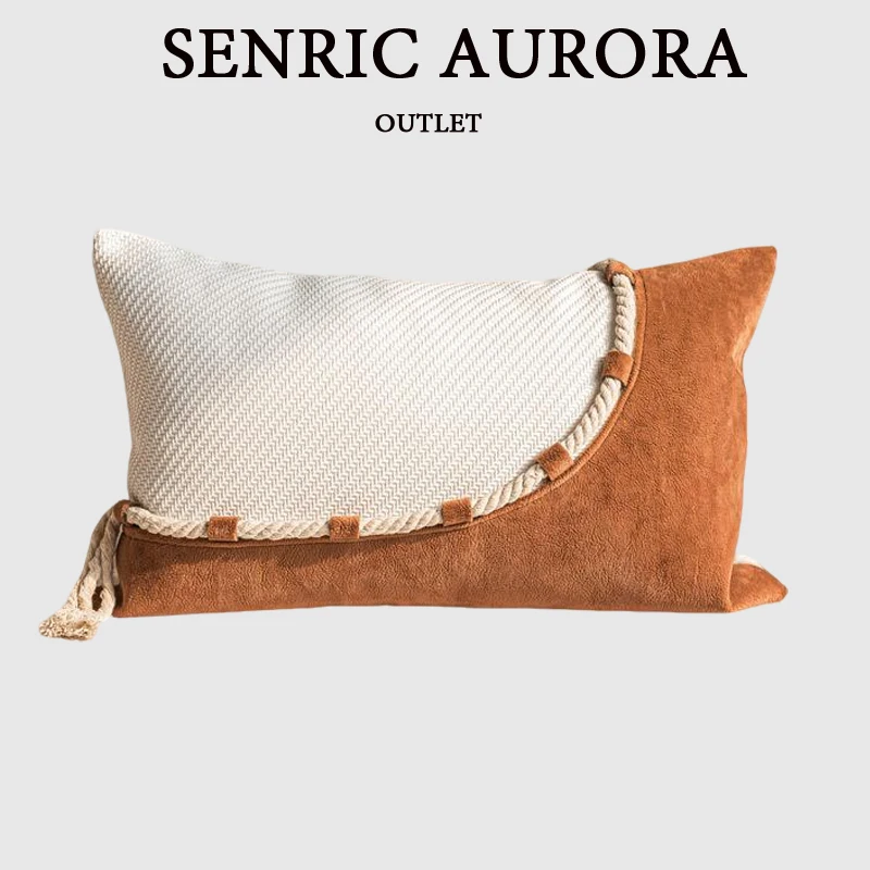 

Оранжево-коричневый роскошный чехол для подушки, белая пеньковая веревка, дизайн, поясничная наволочка 30x50 см для дома, отеля, дивана-кровати