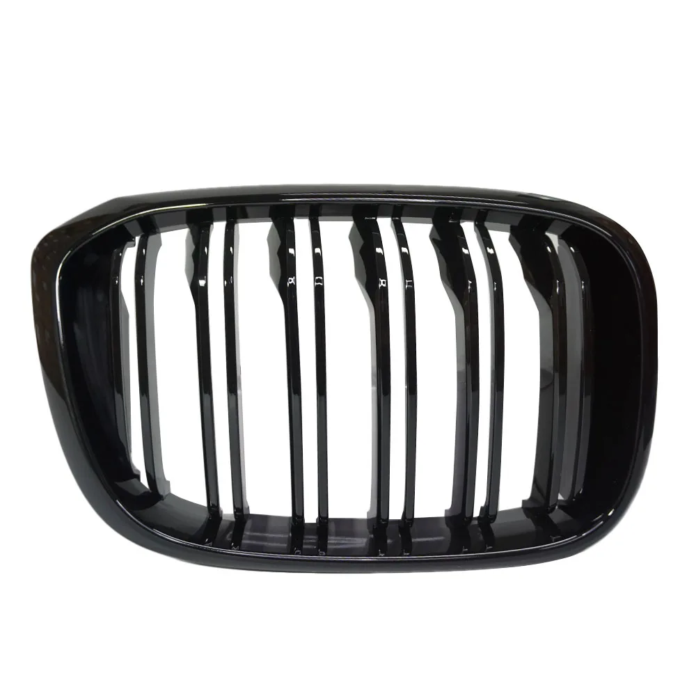 1 Pair Car Front Hood Kidney Grille Glossy Black Racing Grills 2 Line Dual Slat For BMW 3 4 X3 X4 G01 G02 G08 2018 2019 2021