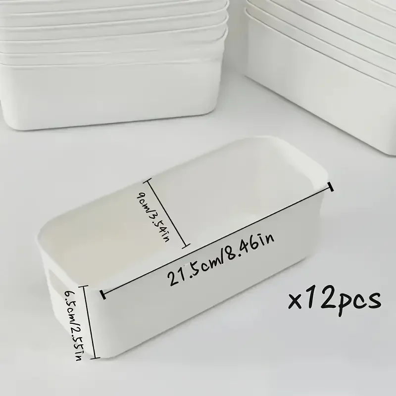 6pcs Stackable Storage Bins Versatile Organizer Set Office,Home,Closet Durable Containers Stationery,Cosmetics,Socks,Underwear