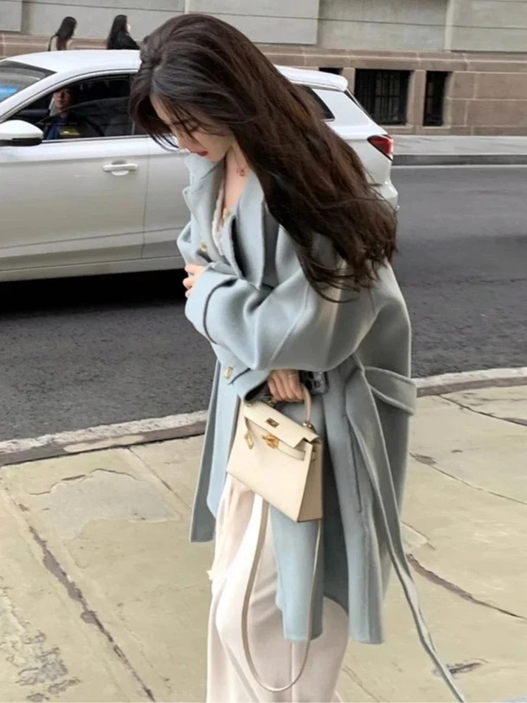 

Новинка 2023 года, женское твидовое пальто, корейская мода, осенне-зимняя короткая студенческая повседневная одежда для девочек, элегантная теплая куртка