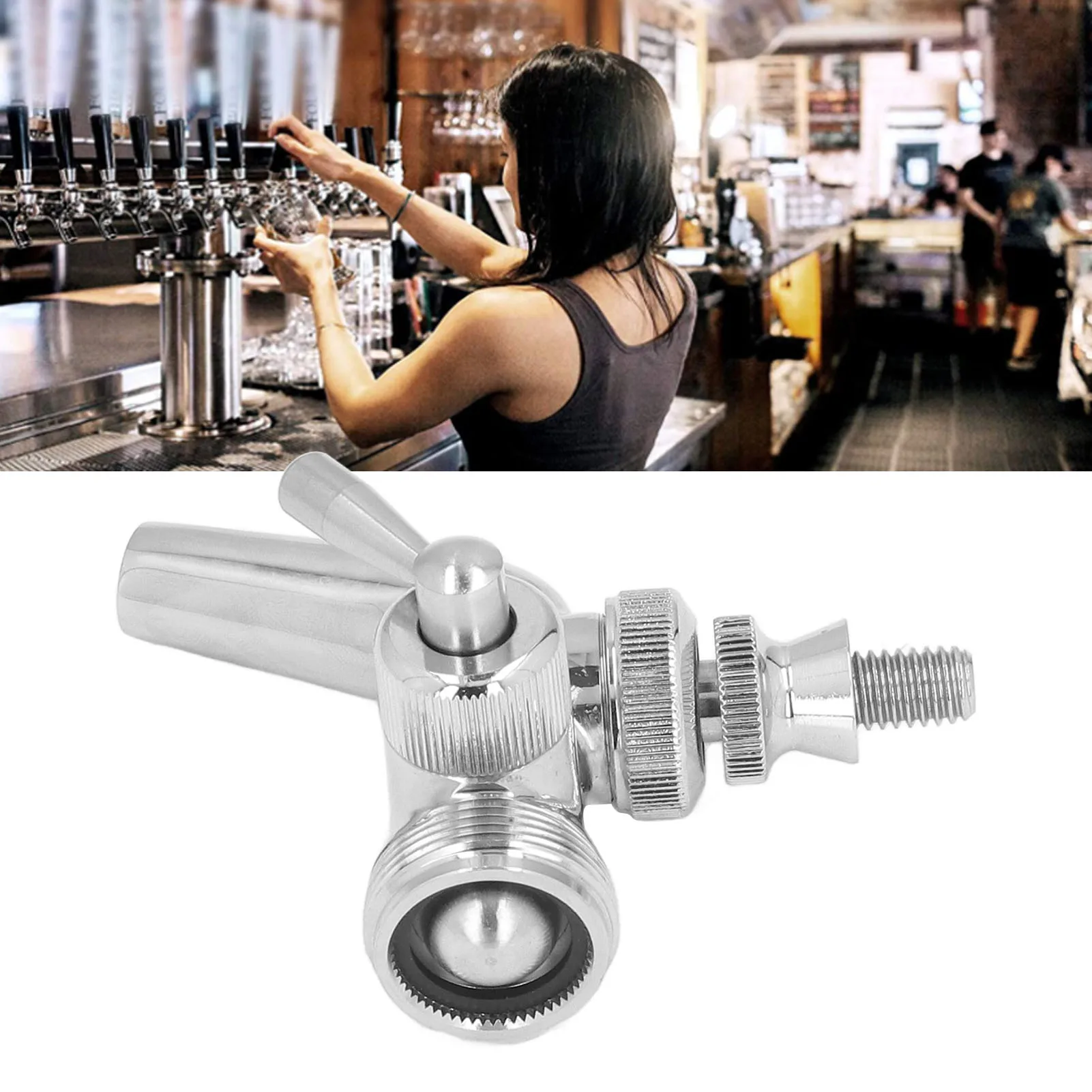 Beer Flow Control Faucet Stainless Steel Beer Tap with Dust Cover Handle for Homebrewing