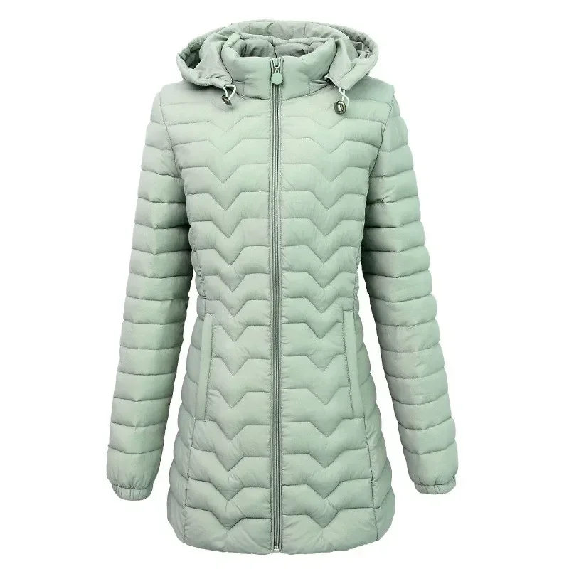 2023 Women Parka Winter Jacket Middle Old Hooded Mid Long Coat Warm Ladies Outwear High Quality Cotton Padded Casual Female Tops