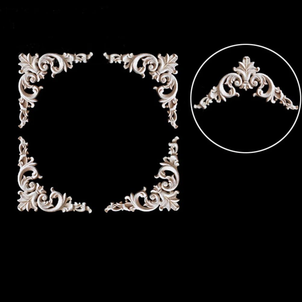 

4pcs Decorative Wall Stickers Wood Onlay 20X20Cm Hollow Flower Design For Door Cabinet Furniture Home Hotel Party Decoration