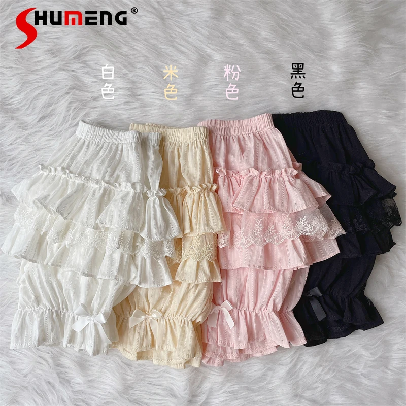 Summer New Japanese Rojita Style Shorts Soft Girl Sweet Cute Lolita Inner Wear Dark Pattern Multi-Layer Pumpkin Short Pants