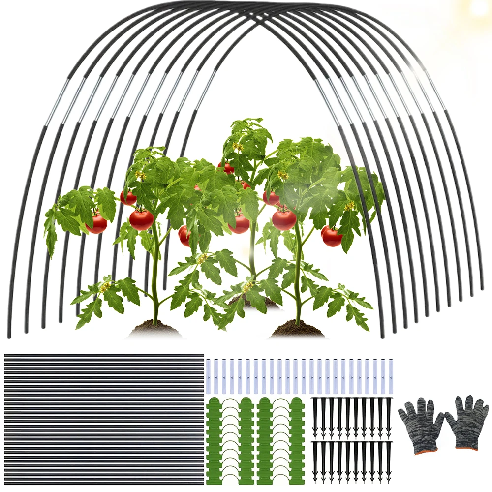 DIY Pflanzen-Tunnel Kleines Gewächshaus Abnehmbare Pflanzenschutzabdeckung Komplettes Zubehör Verschleißfeste Glasfaserstäbe Einfache Montage Garten-Gemüse-Blumen-Anzuchtunterstand für Hof