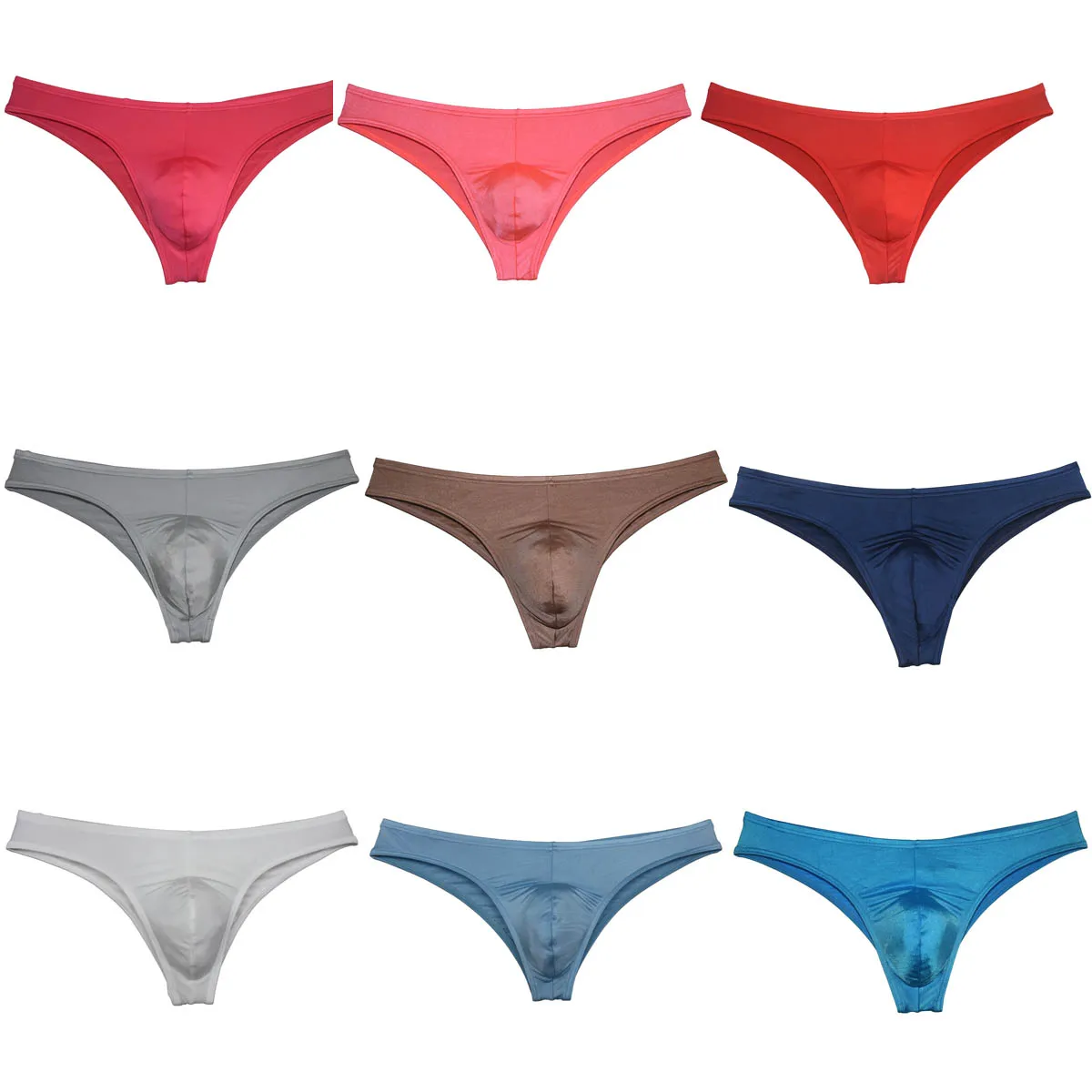 Men's Elastic Shiny Underwear Sexy Half Hip Bikini Summer Beachwear Ultrathin Low Waist Briefs Breathable Thong Cheeky Tangas