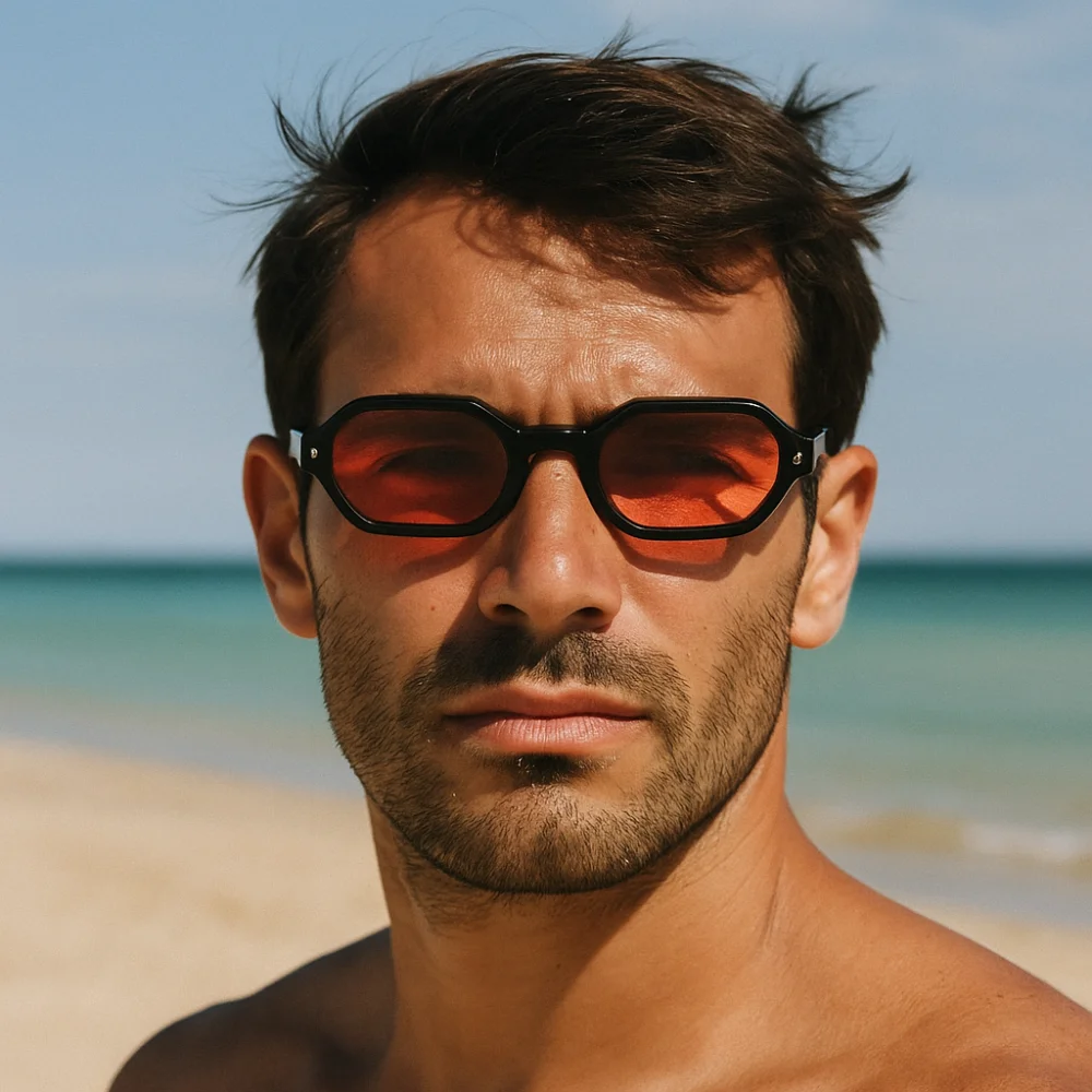 متعدد الألوان إطار مربع صغير نظارات شمسية الضوء الأزرق حجب خمر مضلع النظارات الشمسية خفيفة الوزن أزياء الرجال UV400 نظارات