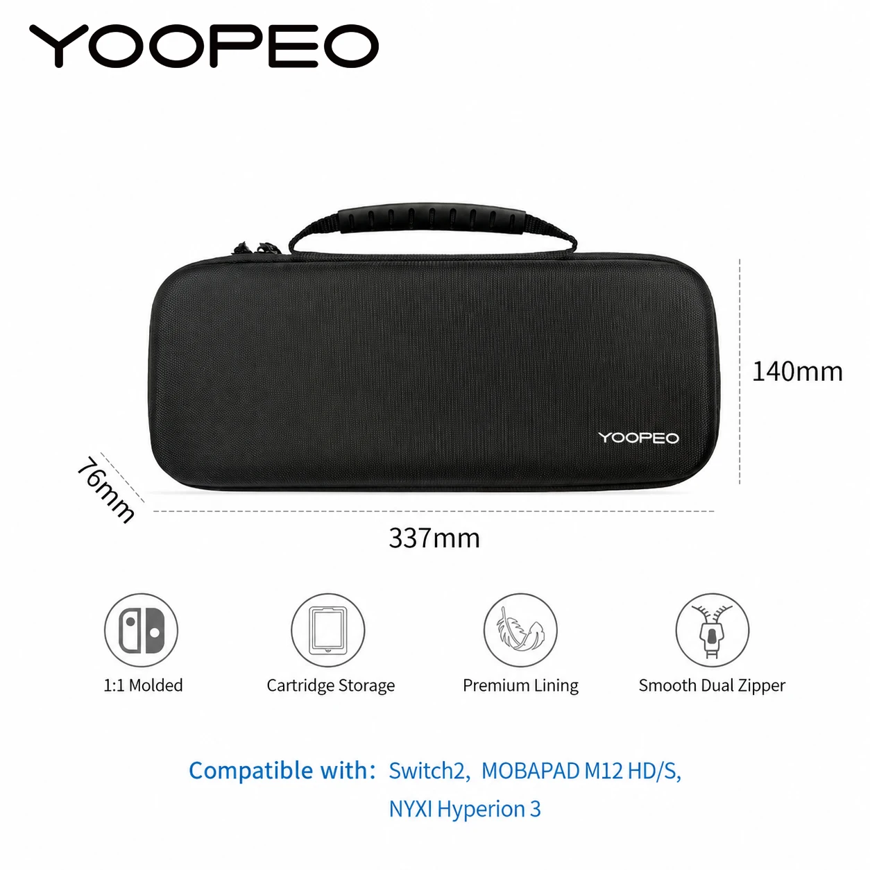Image of YOOPEO Tragetasche Aufbewahrungstasche für Mobapad M12, NYXI Hyperion 3 & Switch 2 Konsole, Reißverschluss-Hülle, stoßfeste Schutzhülle