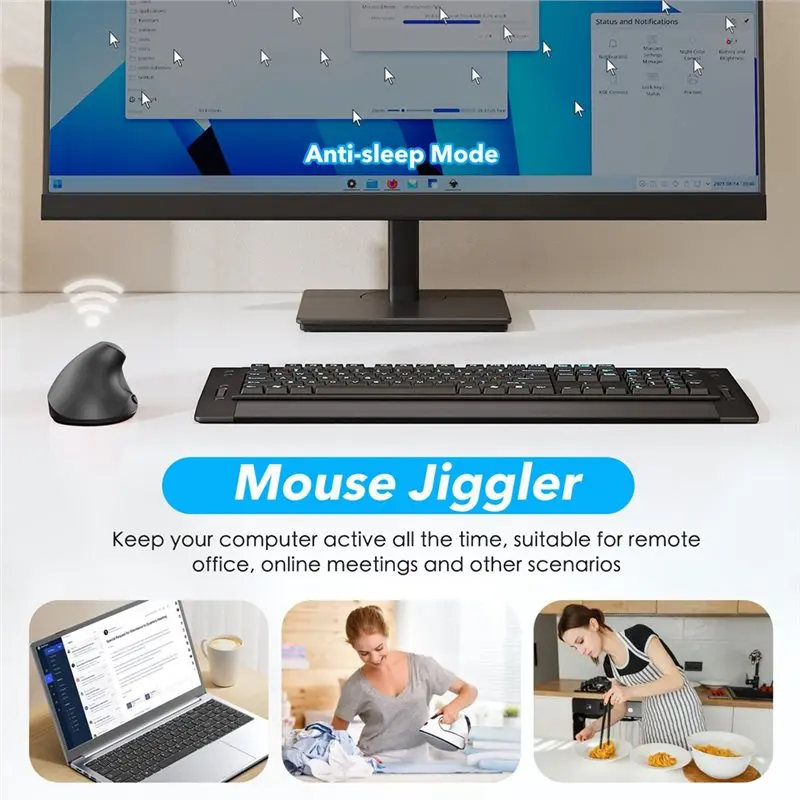 A53M-Left Handed 2.4G Wireless Mouse Jiggler Rechargeable Movement Simulation For Laptop Keep Computer Awake Wireless Mouse Move