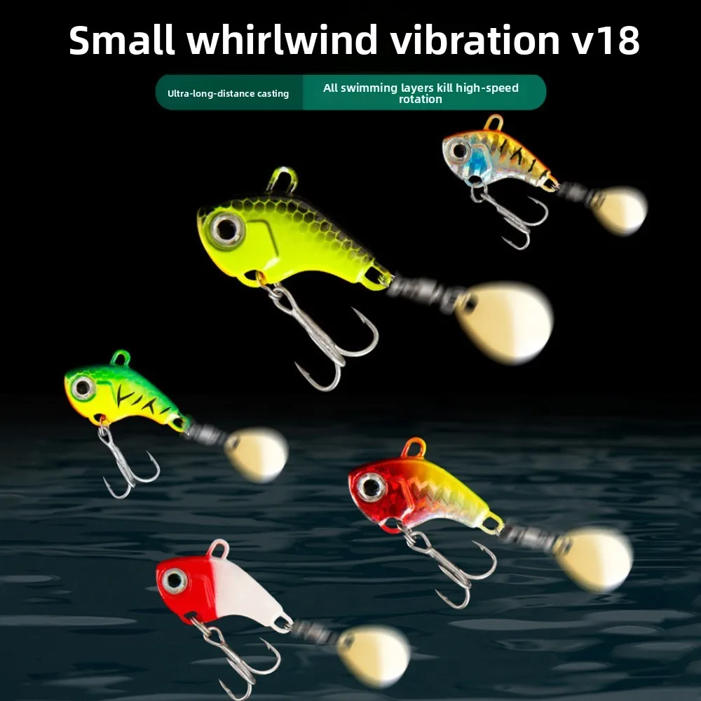 5pcs Rotating Glitter Artificial Fishing Bait Spinners with Box Fishing Lures Kit Colorful Vibration Bait Fishing Lures Hooks