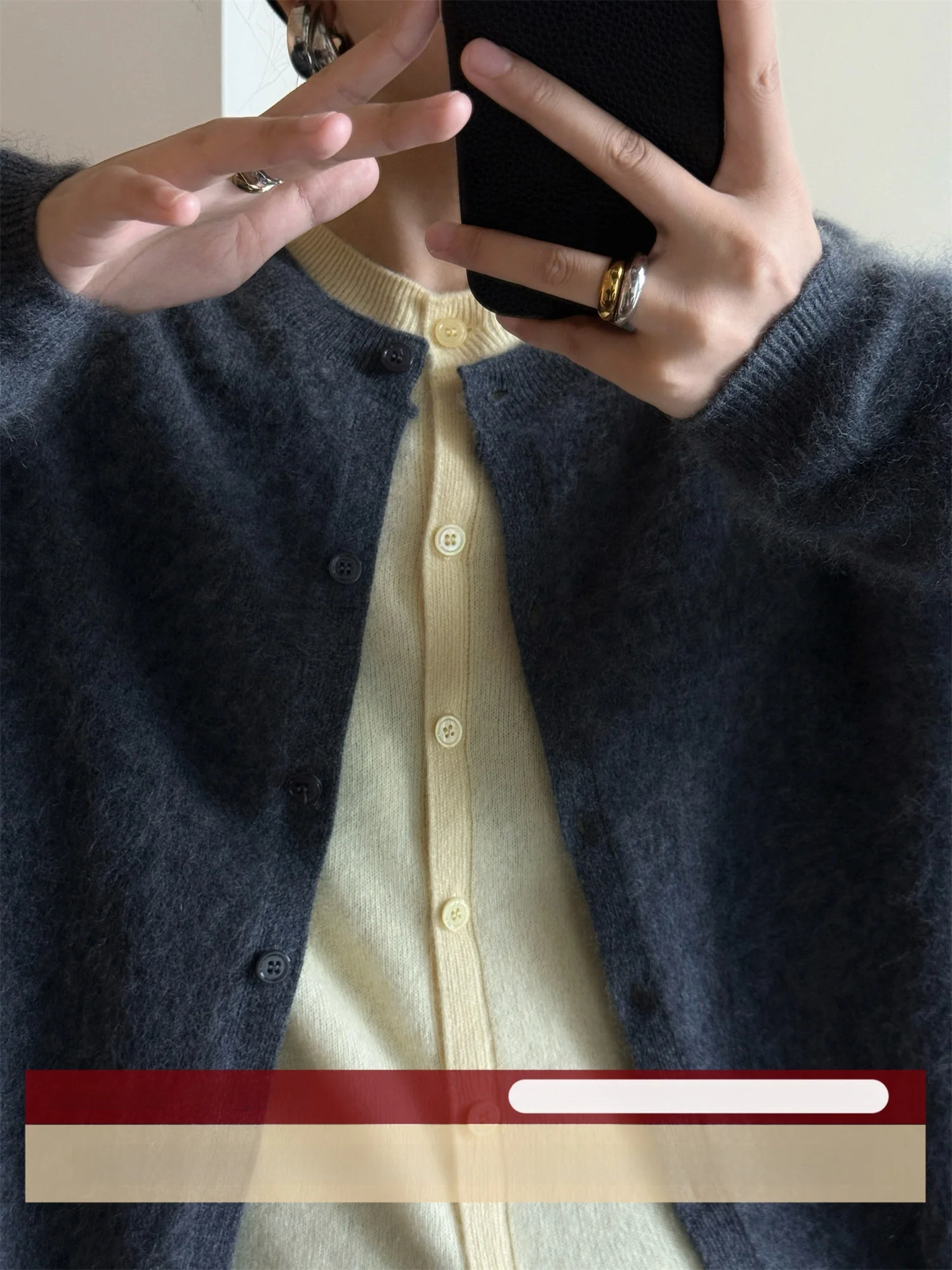 

Кардиган WANGER из вязаной шерсти с V-образным вырезом, с артистичной отделкой, на флисовой подкладке, модный, для женщин, осень 2025