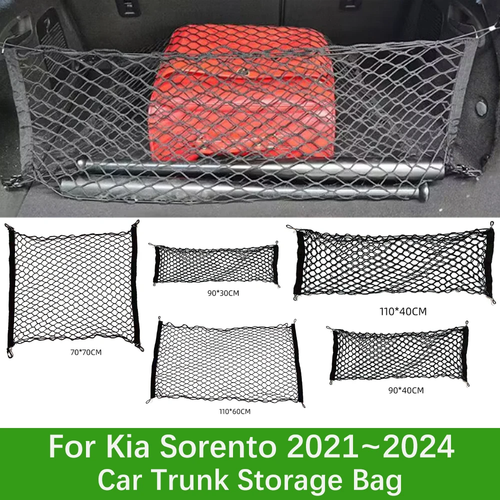 Car Trunk Storage Bags For Kia Sorento Gia Sorento MQ4 2021 2022 2023 2024 Rear Trunk Organizer Elastic Luggage Car Accessories