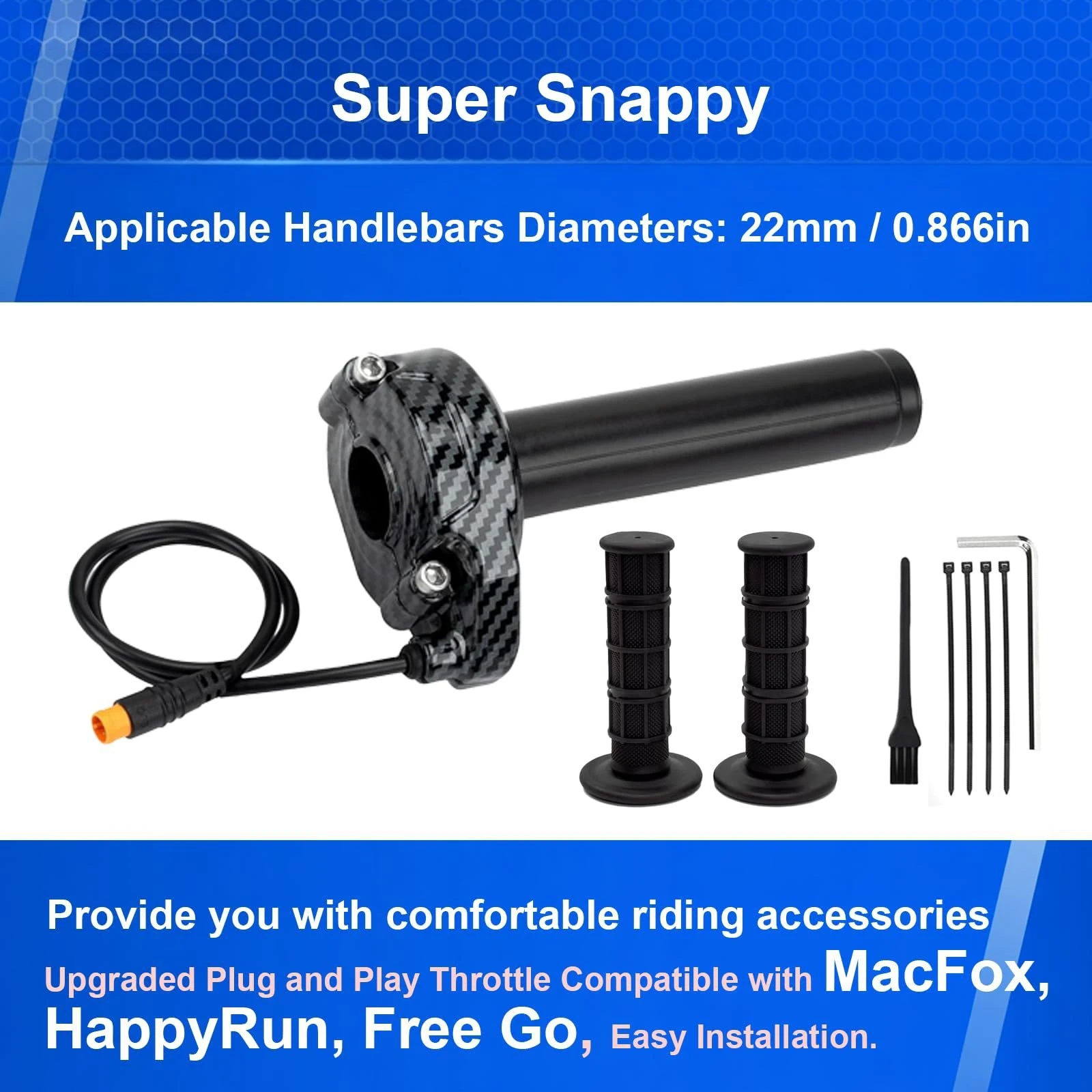 Full Twist Throttle 12V-72V 3Pin Waterproof Plug and Play for Macfox HappyRun Freego