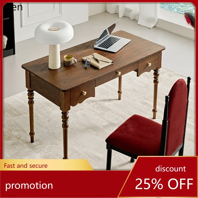 

HXL retro all solid wood desk study desk living room computer writing table dresser