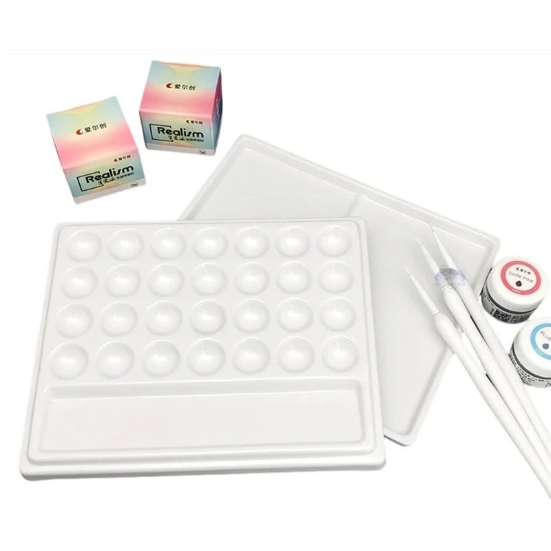 P Lab Porcelain Acrylic Material Mixing Watering Moisturizing Plate 28 Slot Ceramic Palette/ Lab Tool