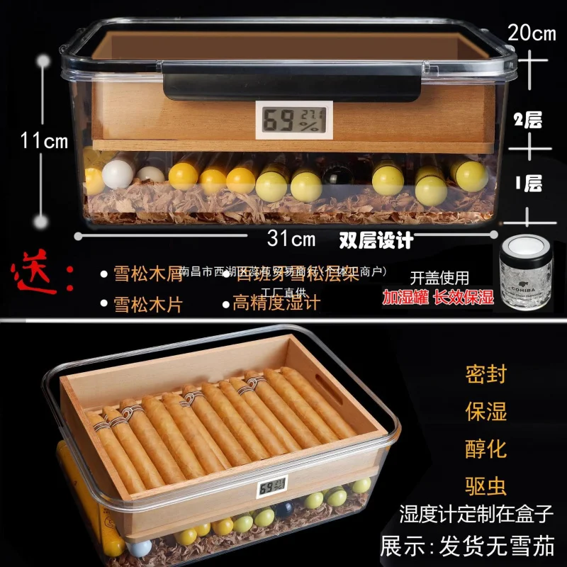 

Humidor Sealed для начинающих с лотком69Портативная коробка для сигар с разделителем для старых сигар50Поддер