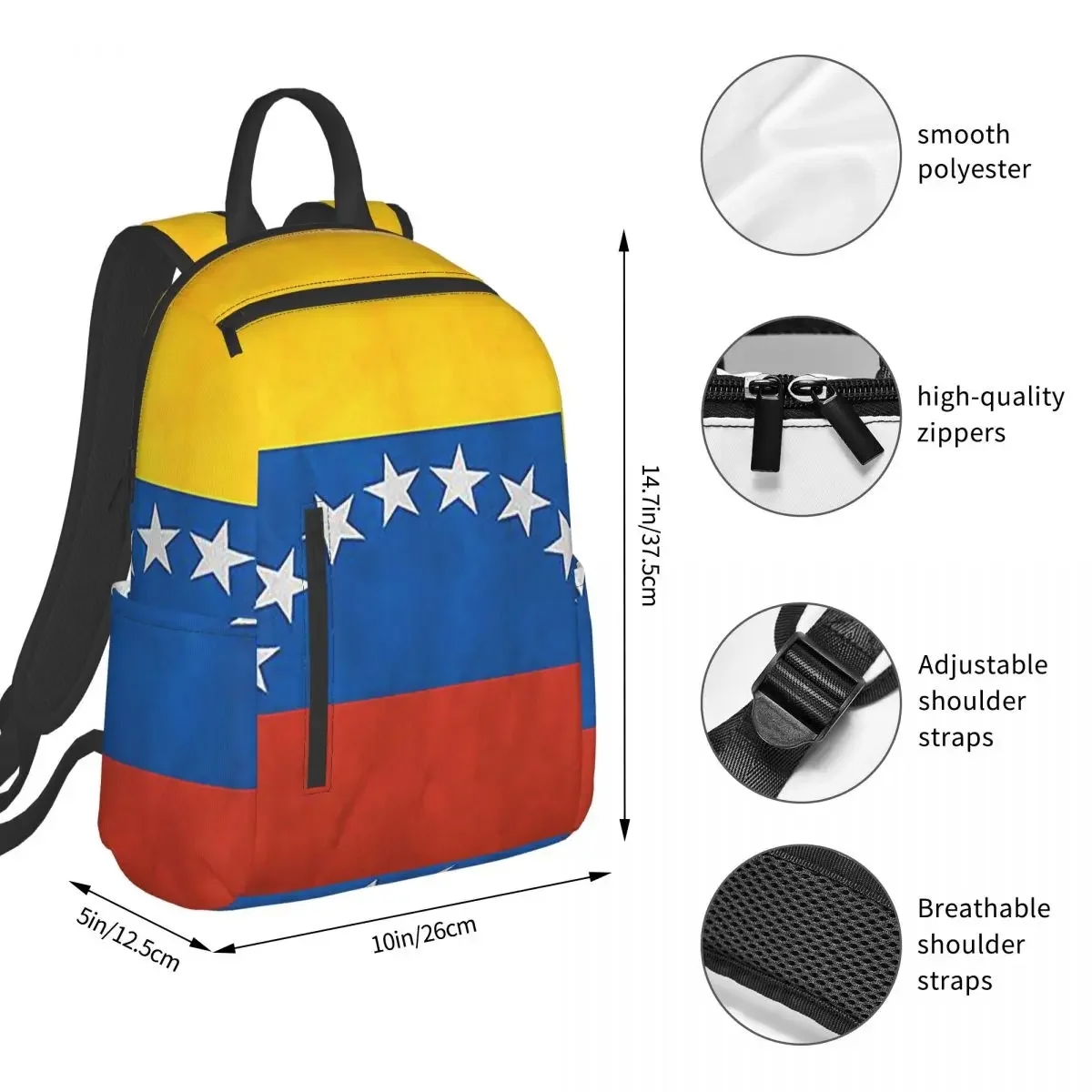 Venezuela Venezuelan Flag National Flag Of Venezuela Backpack Student BookBag Kids School Bag Computer Shoulder Bags Men Women