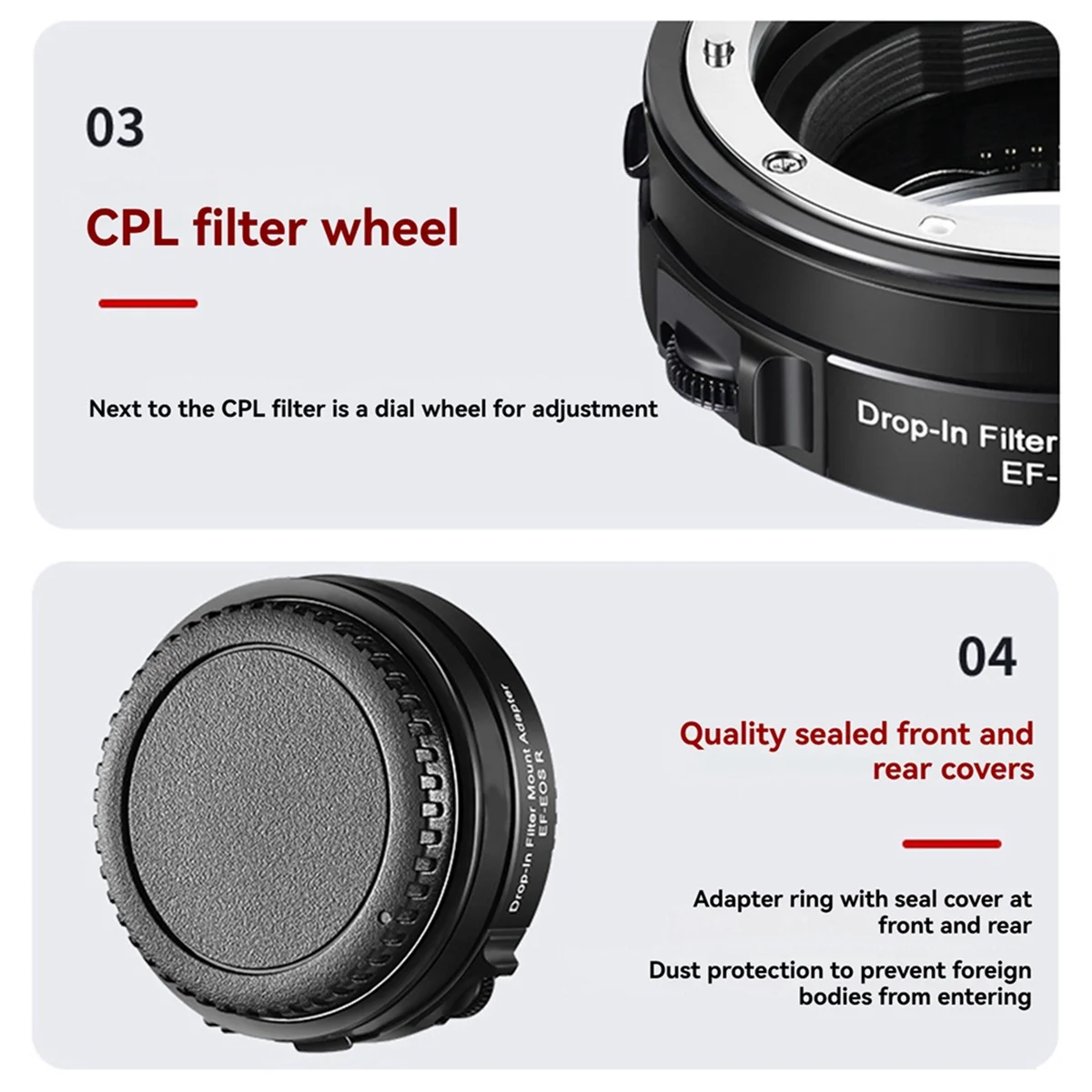 

Адаптер AM38M EF-EOS R с фильтром CPL, конвертером объектива с автофокусом для Canon EOS R, Ra, RP, R5, R6