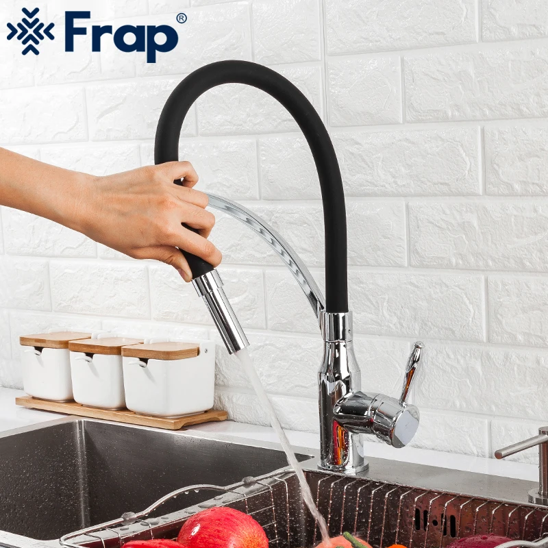 

Frap Kitchen Faucet Silicone Tube Kitchen Faucet Spring Faucet Cold Hot Mixer 360 Degree Rotatable Tap Torneira with Tube Holder