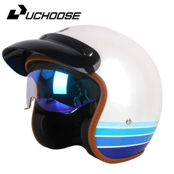 DOT Open Face Casco Moto Motorcycle Accessories Men Moto Helmets Certificated Retro Motorcycle Helmet Cafe Racer
