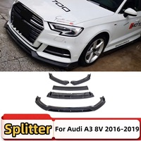 Front Splitter Bumper Lip Spoiler Diffuser Guard Decoration Body Kit Tuning Accessories Styling For Audi A3 S3 S-line 8V 2016-19