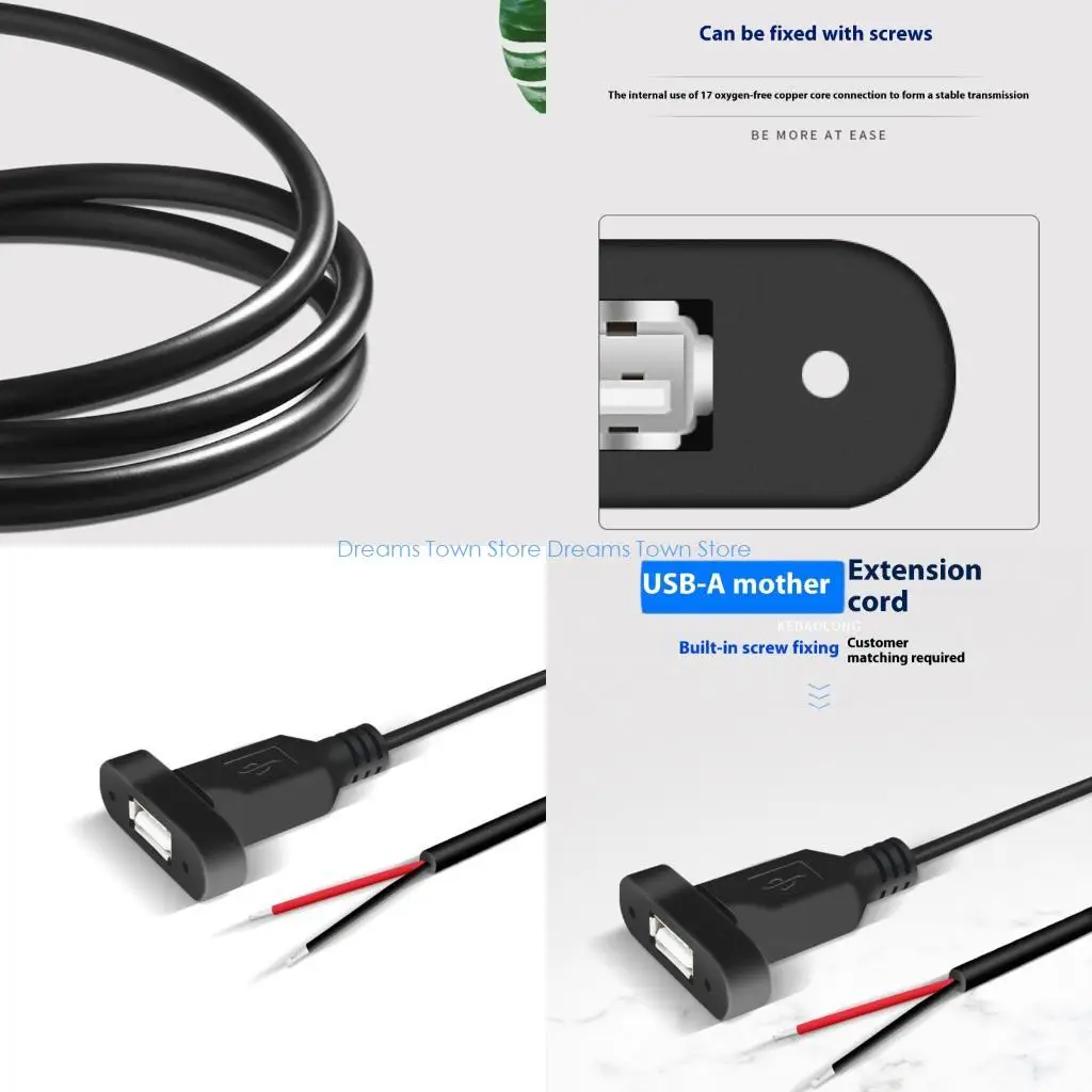 HX6A USB 2PIN Power Port Female Connector Socket Head Usb com parafuso