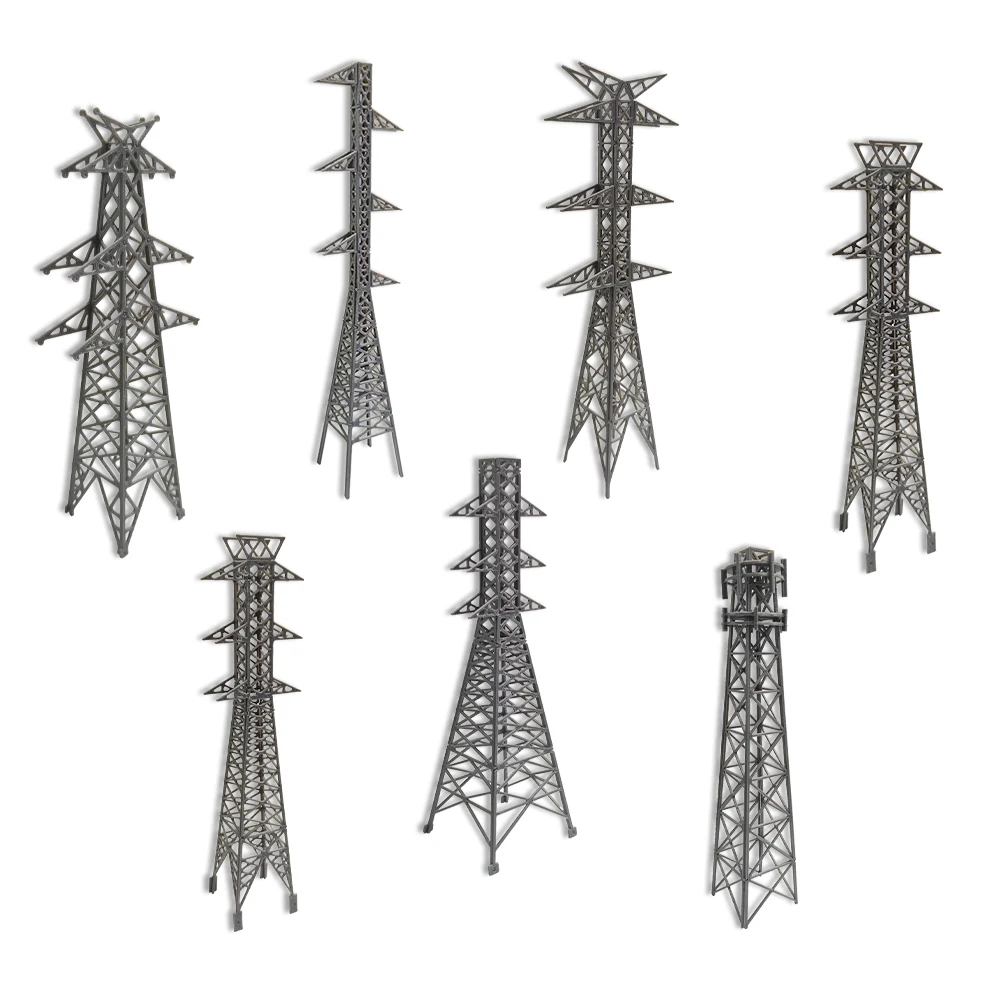 

Миниатюрная модель опоры высоковольтной линии в масштабе 1:100/1:150/1:200, из АБС-пластика, для сборки диорамы железнодорожной сцены, с функцией передачи сигнала.