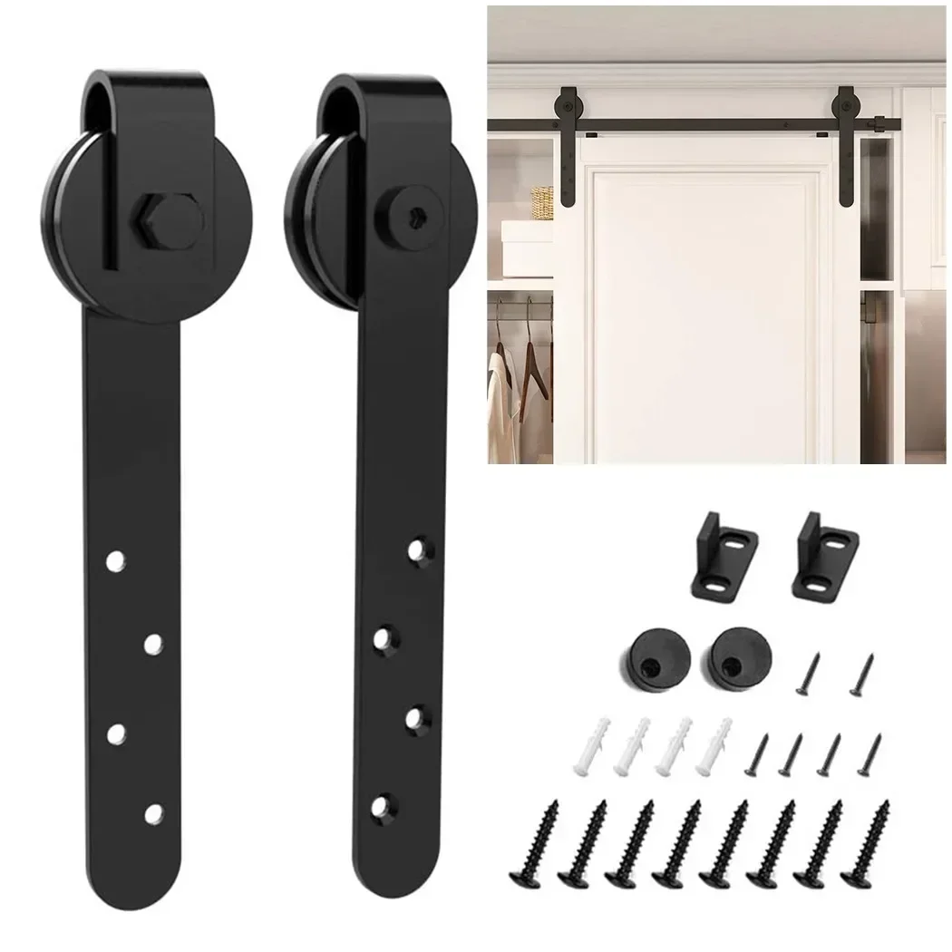 Mini Sliding Barn Door Hardware Kits Top Mounted Hanging Rail Hanger Track Steel Closet Door Roller Rail For Single Door