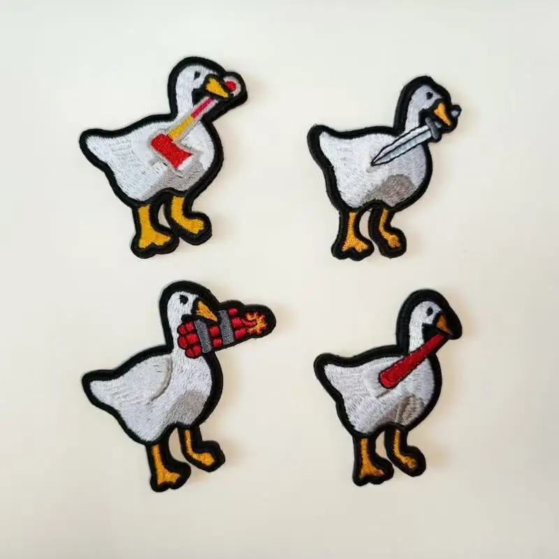 Cartoon Duck Knife Hook and Loop Patch Tape Embroidery Patch Tactical Cloth Patch Humorous Morale