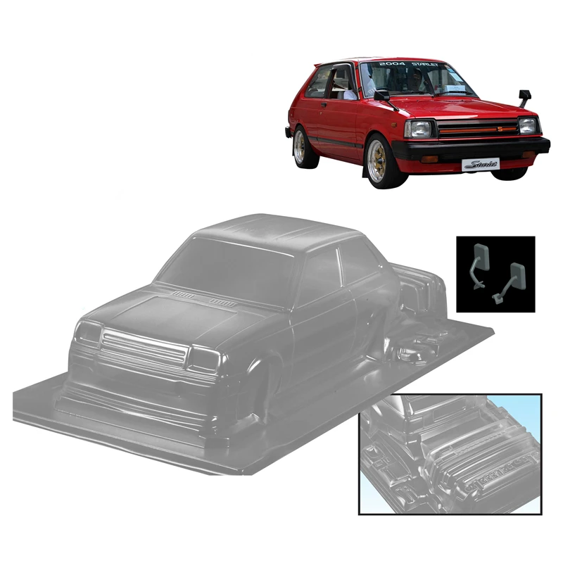 1/10 Starlet KP61, 195mm, Rc Drift Wide-body Transparent PC Body + Rearview Mirrors