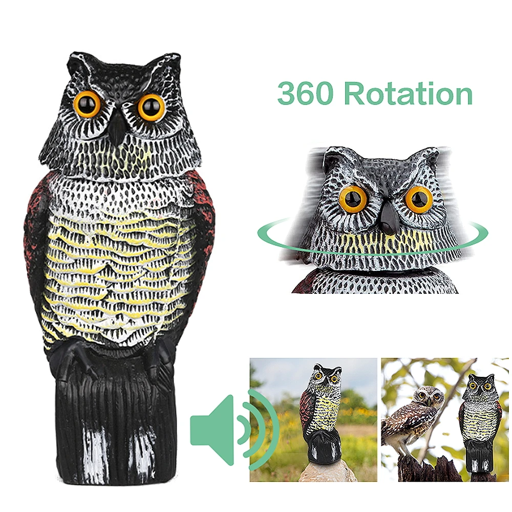 Outdoor Bird Scarer Plastic Owl Scarecrow Rotating Head Owl Prowler Decoy Pest Repellent Pest Control Garden Protector Ornaments