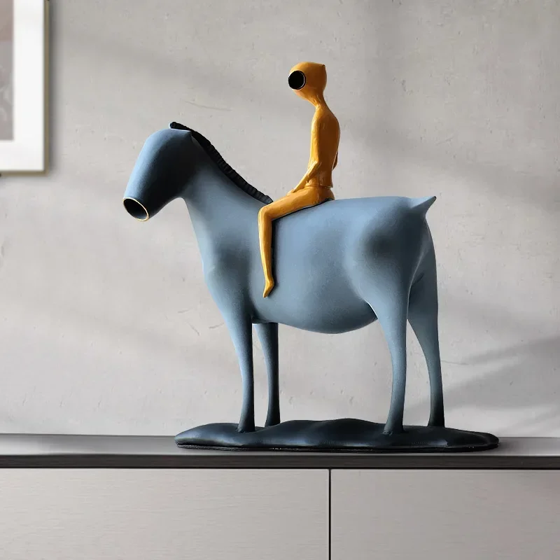 Living Room Modern Simple Abstract Horse Riding Sculpture Art Ornaments Office Model Room Creative Decorations