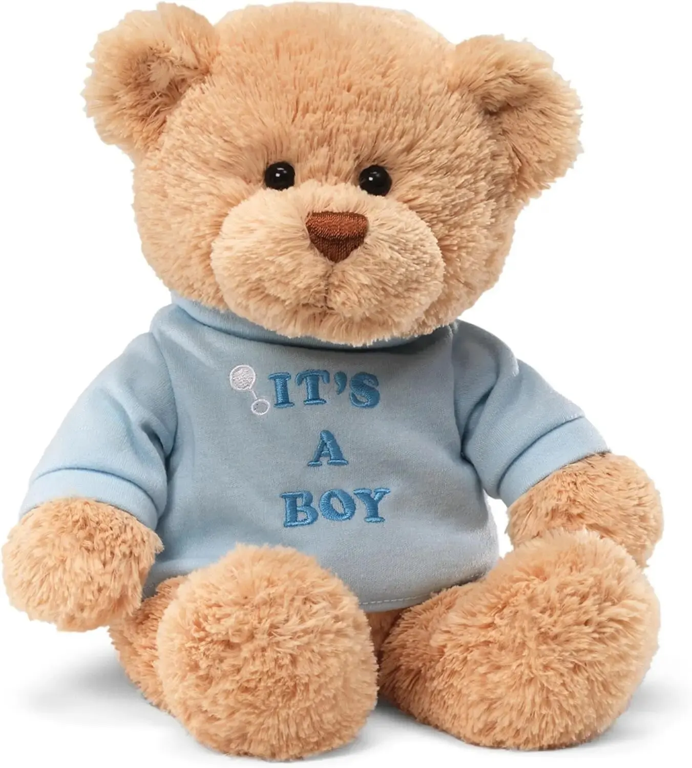 Urso mensagem marrom com t-shirt azul, Stuffed Animal para idades 1 e acima, 12 em