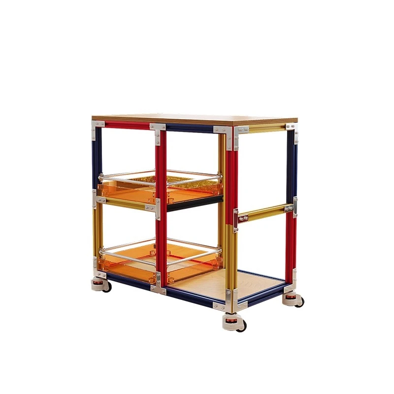 Dopamina, almacenaje en salón, carrito, mesa auxiliar, perfil de aluminio, panel oceánico, extraíble