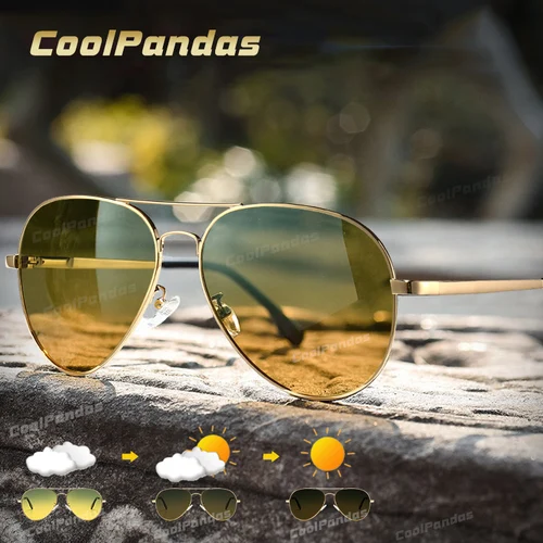 Gafas de sol fotocromáticas polarizadas para hombre, gafas de visión nocturna diurna de aviación para conducir, gafas Anti-UV, gafas de sol masculinas
