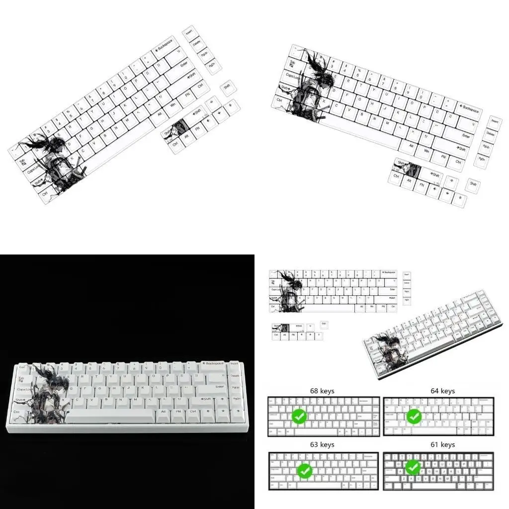 

652f 75pcs pbt dye sublimated keycaps Оригинальная высота повышает тип механической клавиатуры для комфорта и долговечности