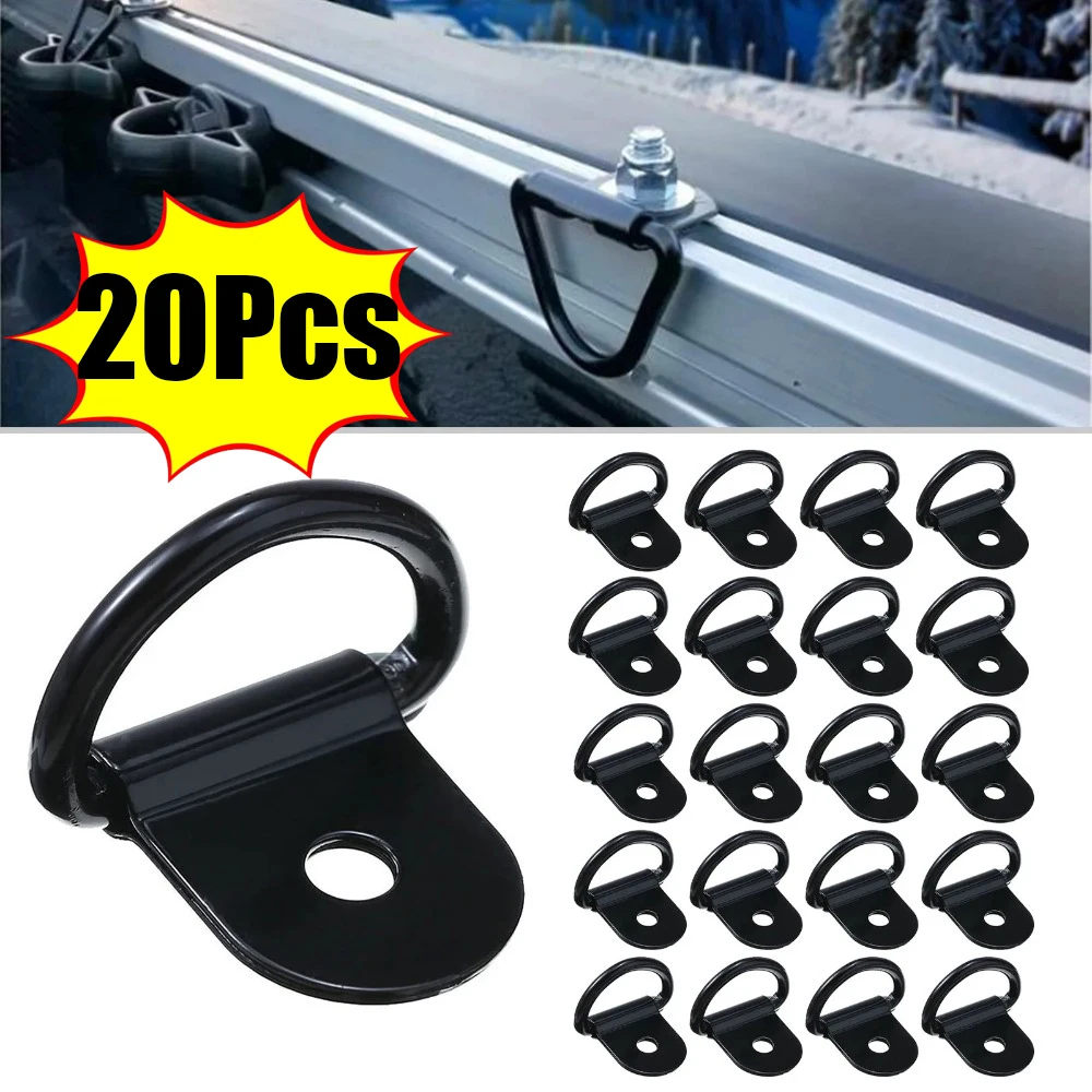 10/20Pcs Stainless Steel D Shape Pull Hook Tie Down Anchor Ring Iron Cargo Tie Down Ring for Truck Trailers RV Boats Accessories