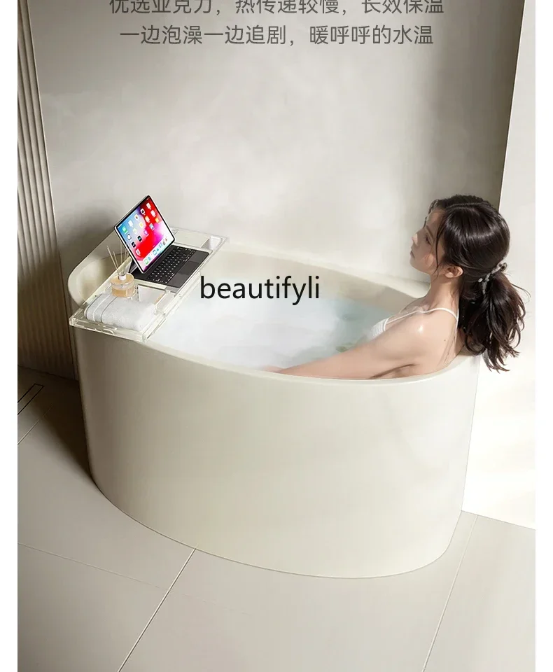 06Vasca da bagno integrata in acrilico bianco latte per uso domestico mini secchio da bagno per adulti a bolle profonde