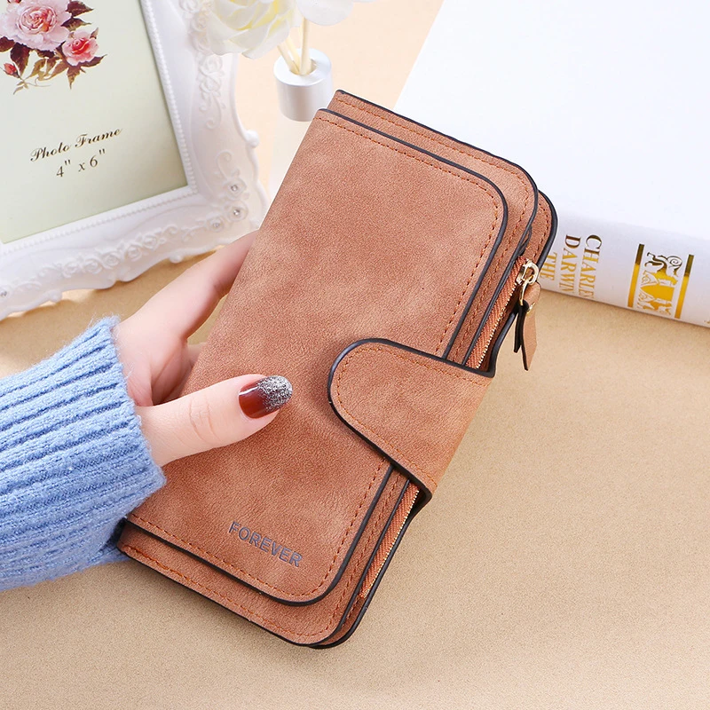 New Fashion Women Wallets PU Leather Long Design Purse Two Fold More Color Clutch Hot Card Pack