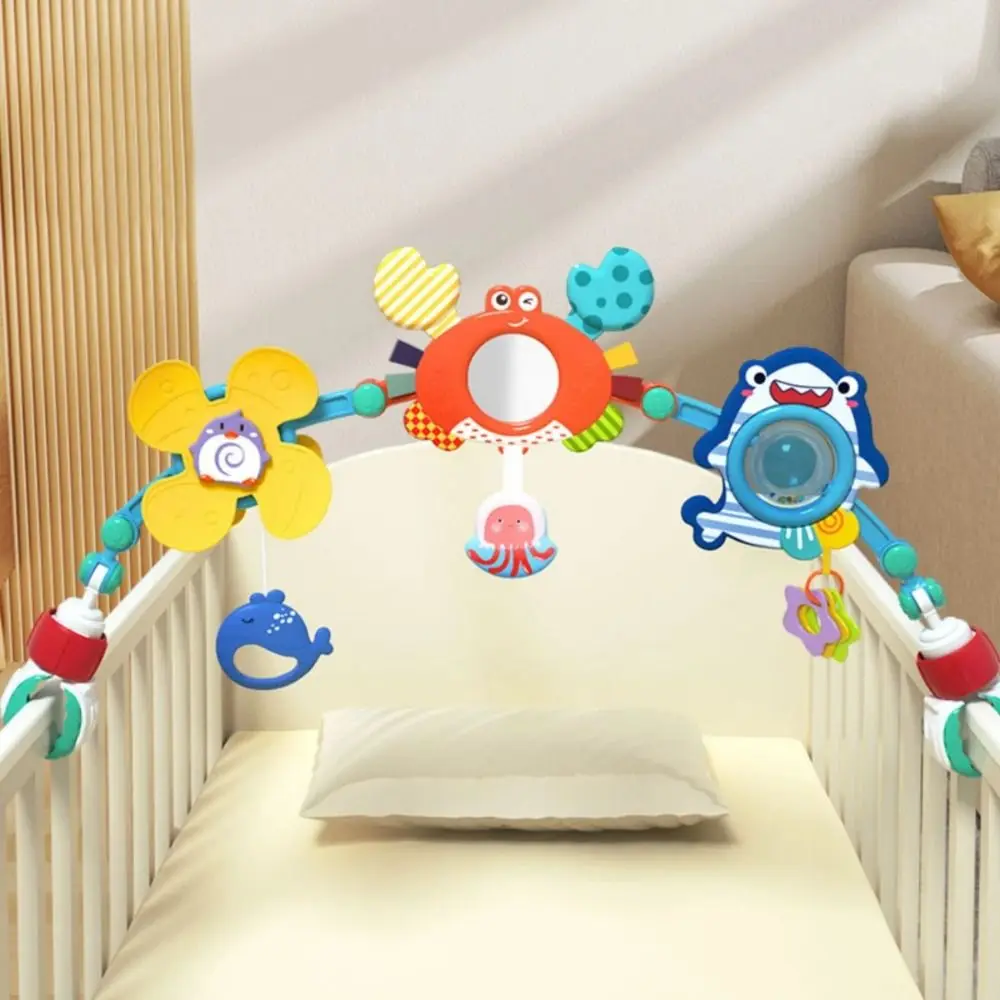 Easy Fold Crib Hanging Bell Crab&Shark Clip-On Baby Interactive Toys Sunflower Sensory Development Infant Grab Exercise Pram