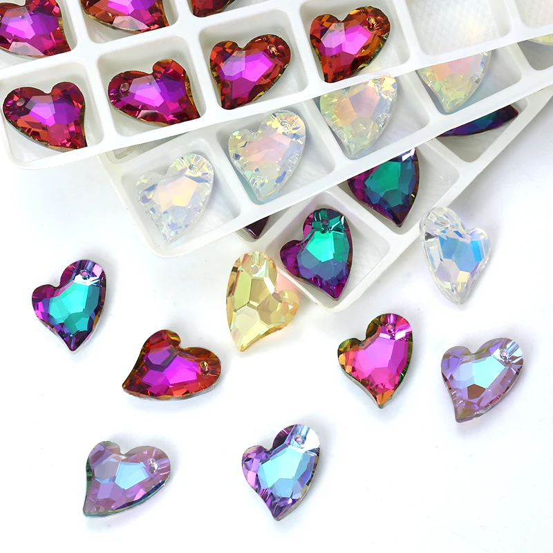 Pendentif coeur en biscuits pour bijoux, breloques en forme de cœur, bracelet exécutif, collier et boucles d'oreilles, bricolage, 2 U dévouées, Autriche 6261, 17mm