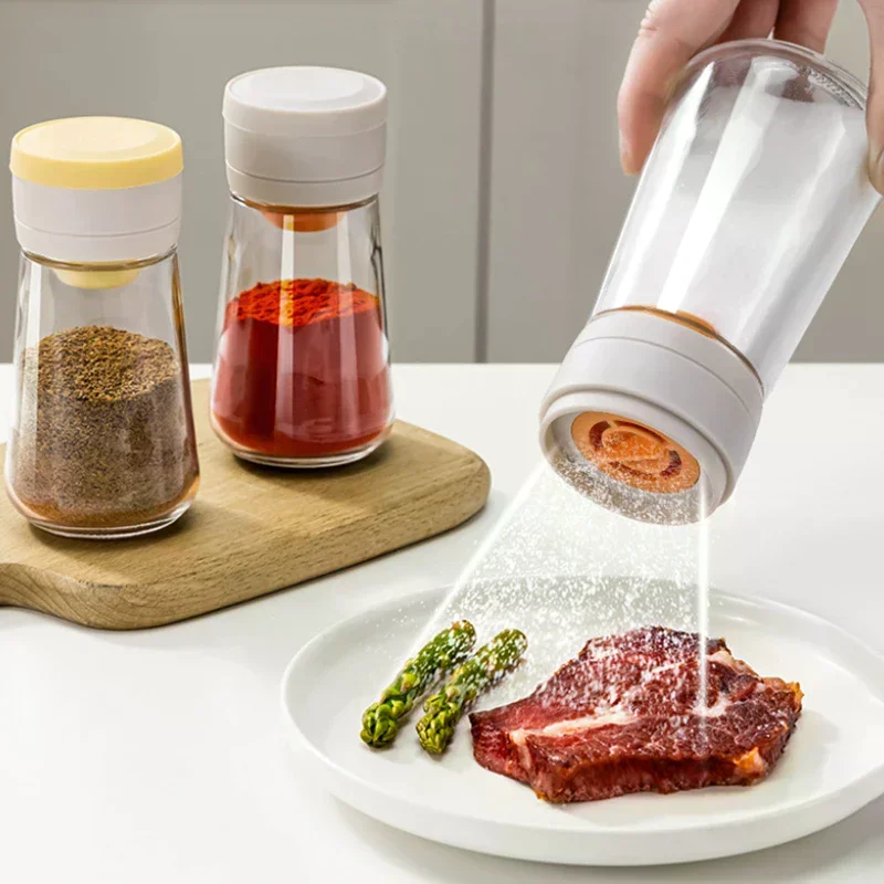Salt Dispenser No Need Press Salt Tank Glass Sugar Bottle Shaker Canister Kitchen Seasoning Box Moisture-proof Salt Container