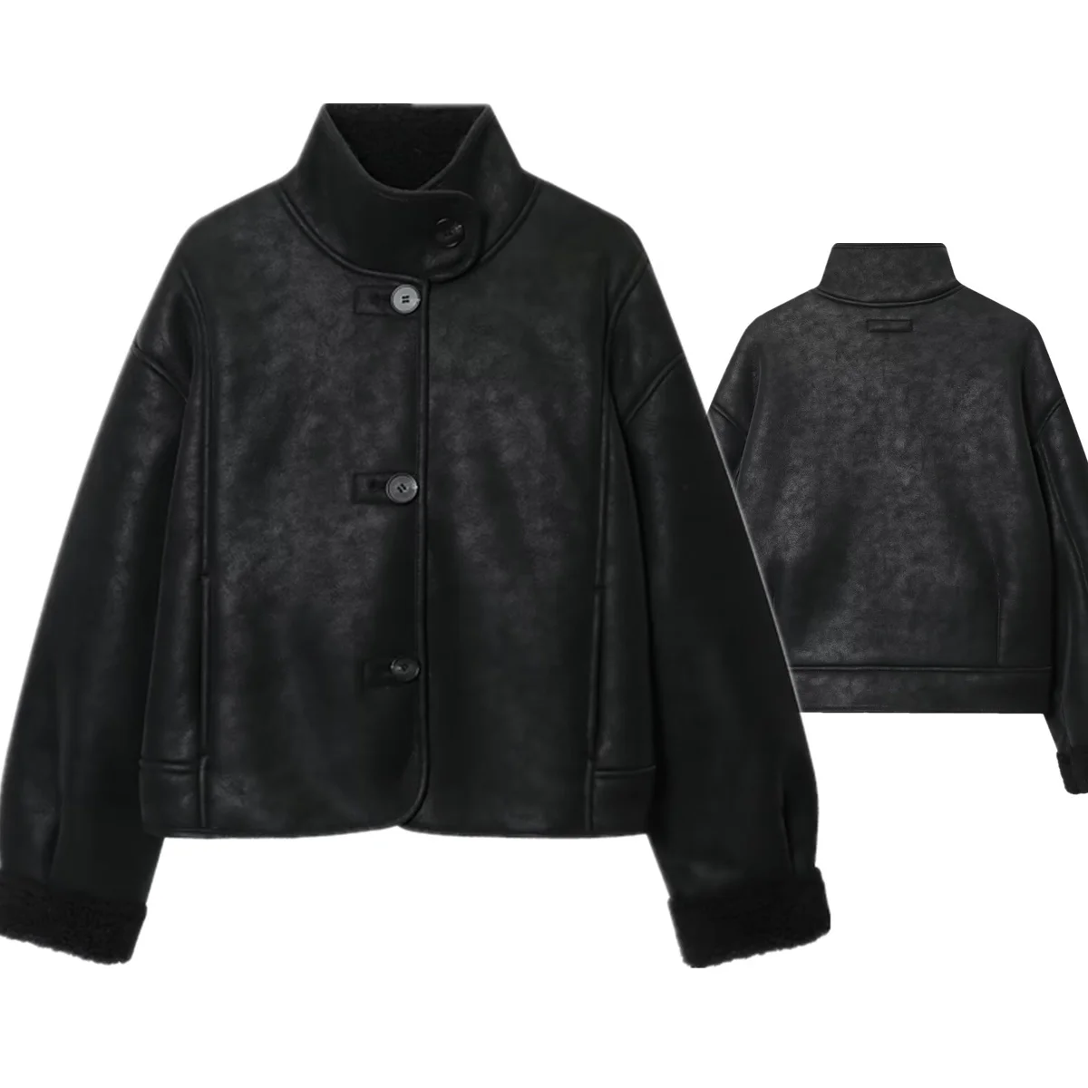 

Maxdutti Британская модная женская зимняя куртка из овечьего меха, женское пальто, винтажная черная кожаная куртка-бомбер, женская куртка, женская одежда