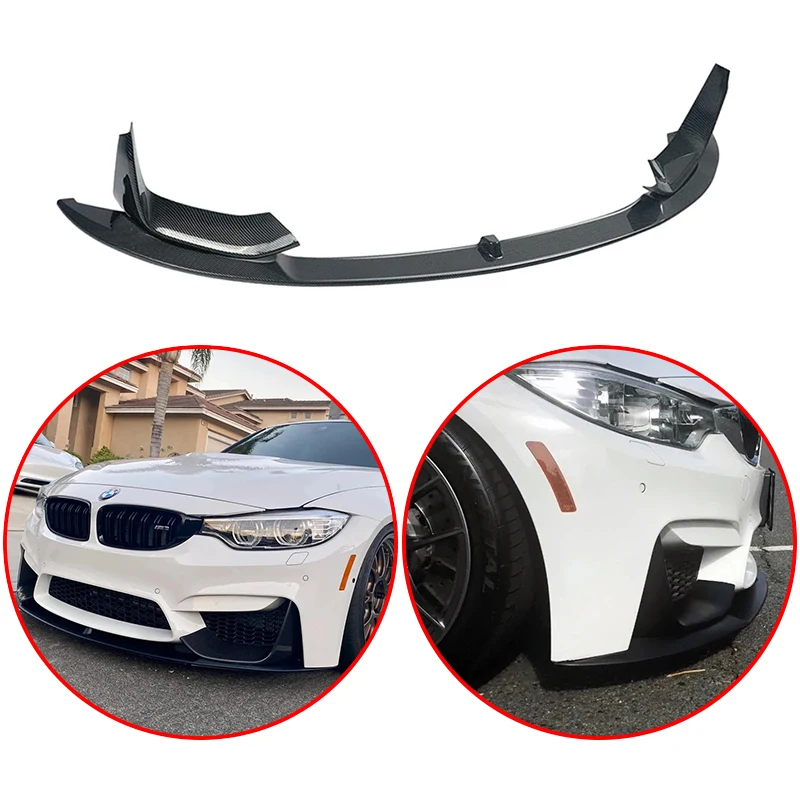 

For BMW M3 F80 M4 F82 MP Style·2014-2020 High Quality 4/PCS ABS Car Front Bmuper Lip Spoiler Glossy Black Or Carbon Fiber Look