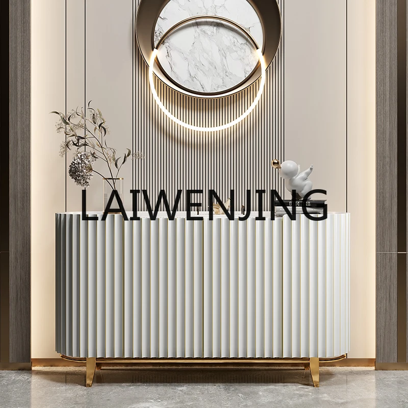 

Italian light luxury dining side cabinet marble solid wood porch cabinet living room wall decorative storage shoe cabinet