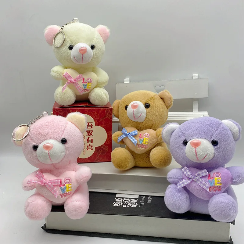 Hot Sale 12CM Kawaii Small Teddy Bears Plush Toys Stuffed Animals Fluffy Bear Dolls Soft Kids Toys Small Pendant Keychains