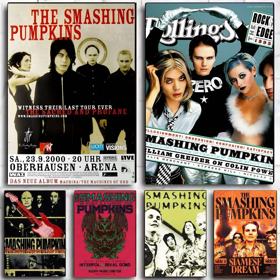 Musikband The Smashing Pumpkins Poster Selbstklebende Kunst Wasserfester Papieraufkleber Kaffeehaus Bar Wohnheim Zimmer Wanddekoration