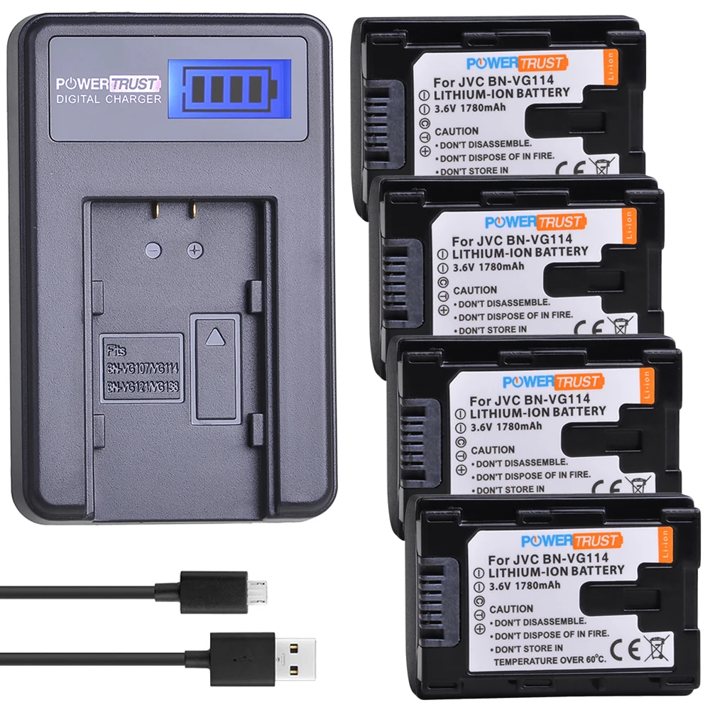 PowerTrust 1780mAh BN-VG114 Battery BN VG114 BNVG114 Bateria For GZ-HM960 HM970 HD500 HD520 GX1 G3 GX8 GX3 HD620 HD520 HD660